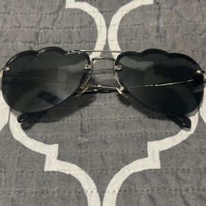 Miu Miu Black Scalloped Sunglasses